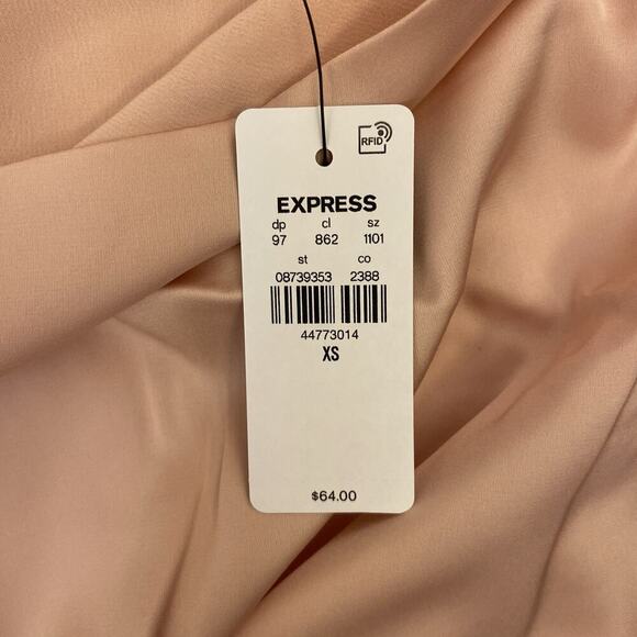 Express Women's Satin One Shoulder Tie Waist Top Pale Pink Size XS - NWT $64 - Picture 14 of 16